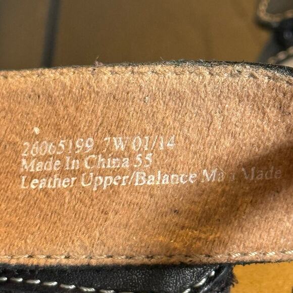 Clarks Leather Wedge Sandals Black Strappy Slingback 7W Comfort Shoes - Picture 7 of 10